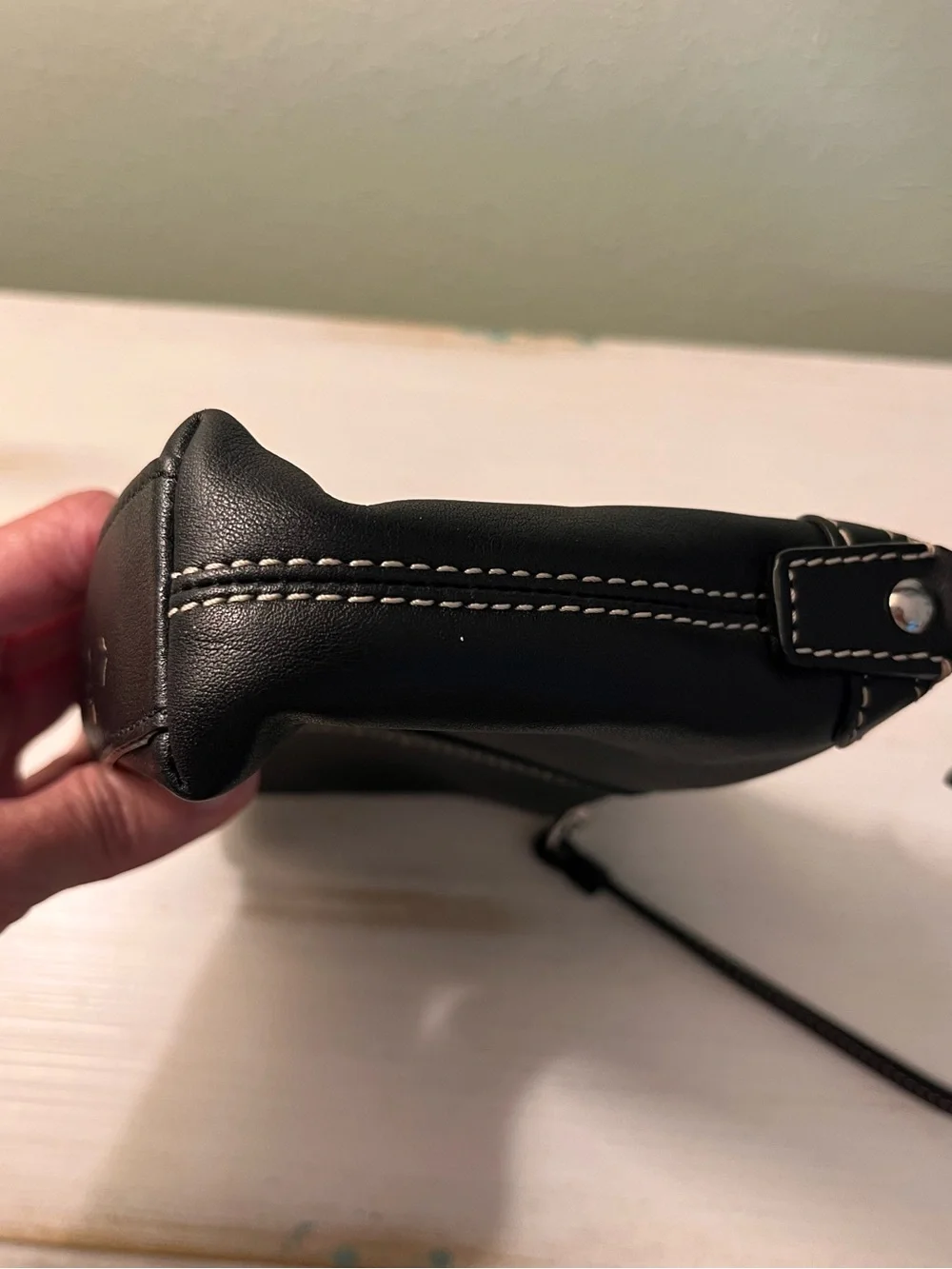 Coach Black Leather Turnlock Wristlet Y2K